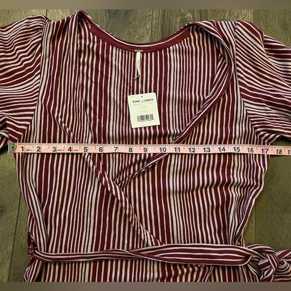 Free People Red Flutter Sleeve Wrap Blouse - Picture 10 of 10